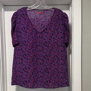 Vince Camuto Purple and Pink Patterned Blouse